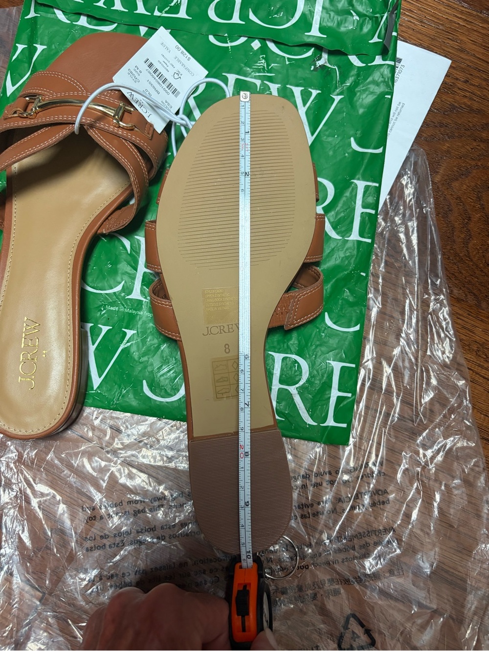J. Crew Cognac Leather Buckle Slide Sandals - Picture 3 of 3